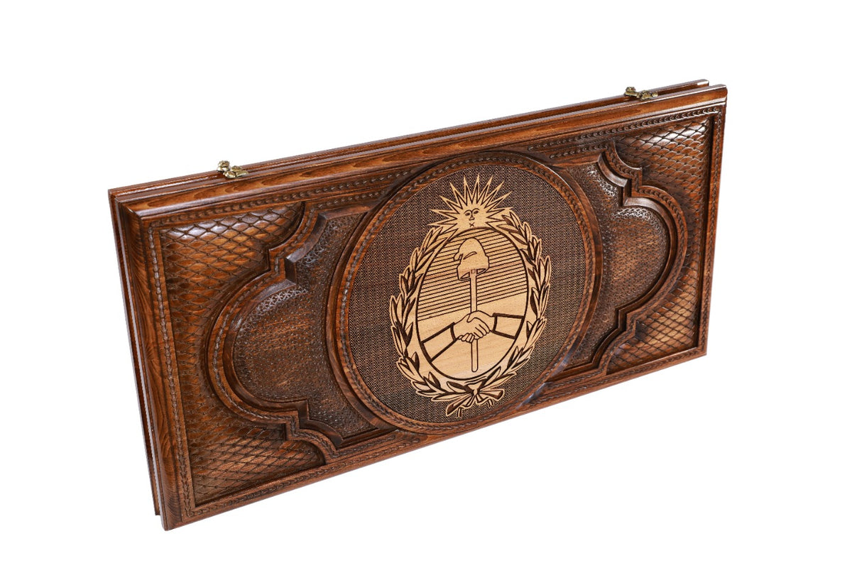 Handmade Wooden Backgammon Set with Argentine Coat of Arms, 60 cm - photo 5