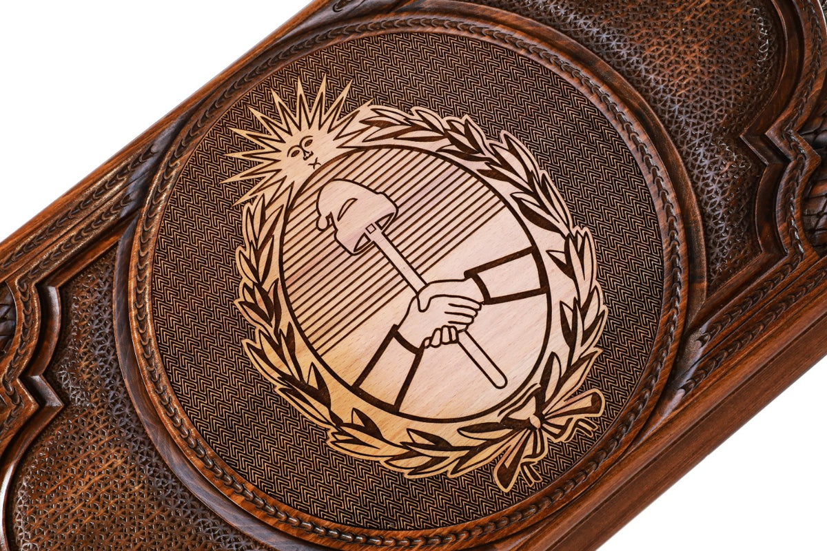 Handmade Wooden Backgammon Set with Argentine Coat of Arms, 60 cm - photo 2