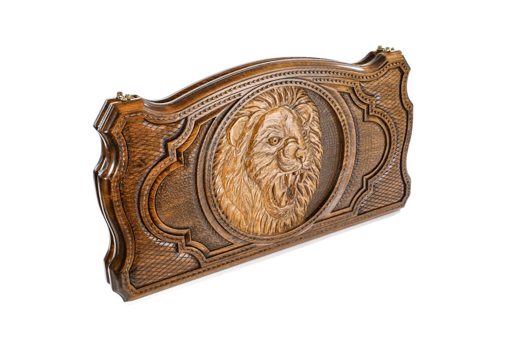Handmade Wooden Backgammon Set with Lion, 60 cm - photo 6