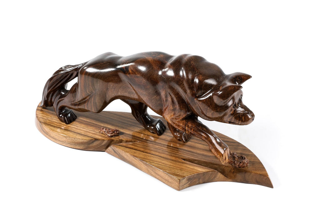 Hand-Carved Wooden Wolf Sculpture - photo 6