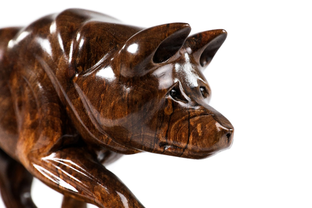 Hand-Carved Wooden Wolf Sculpture - photo 10