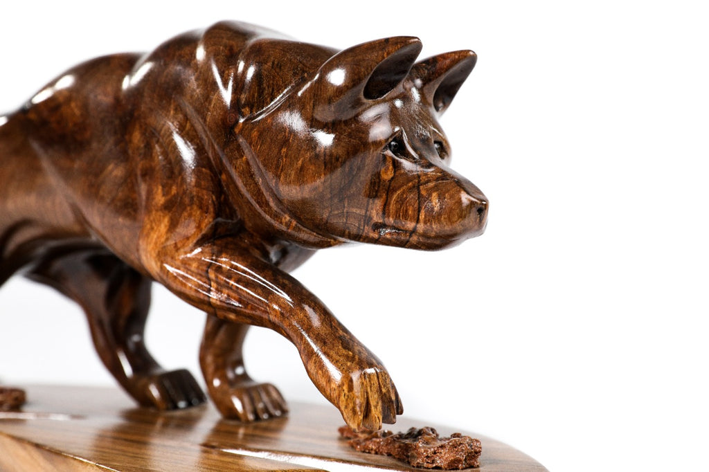 Hand-Carved Wooden Wolf Sculpture - photo 4