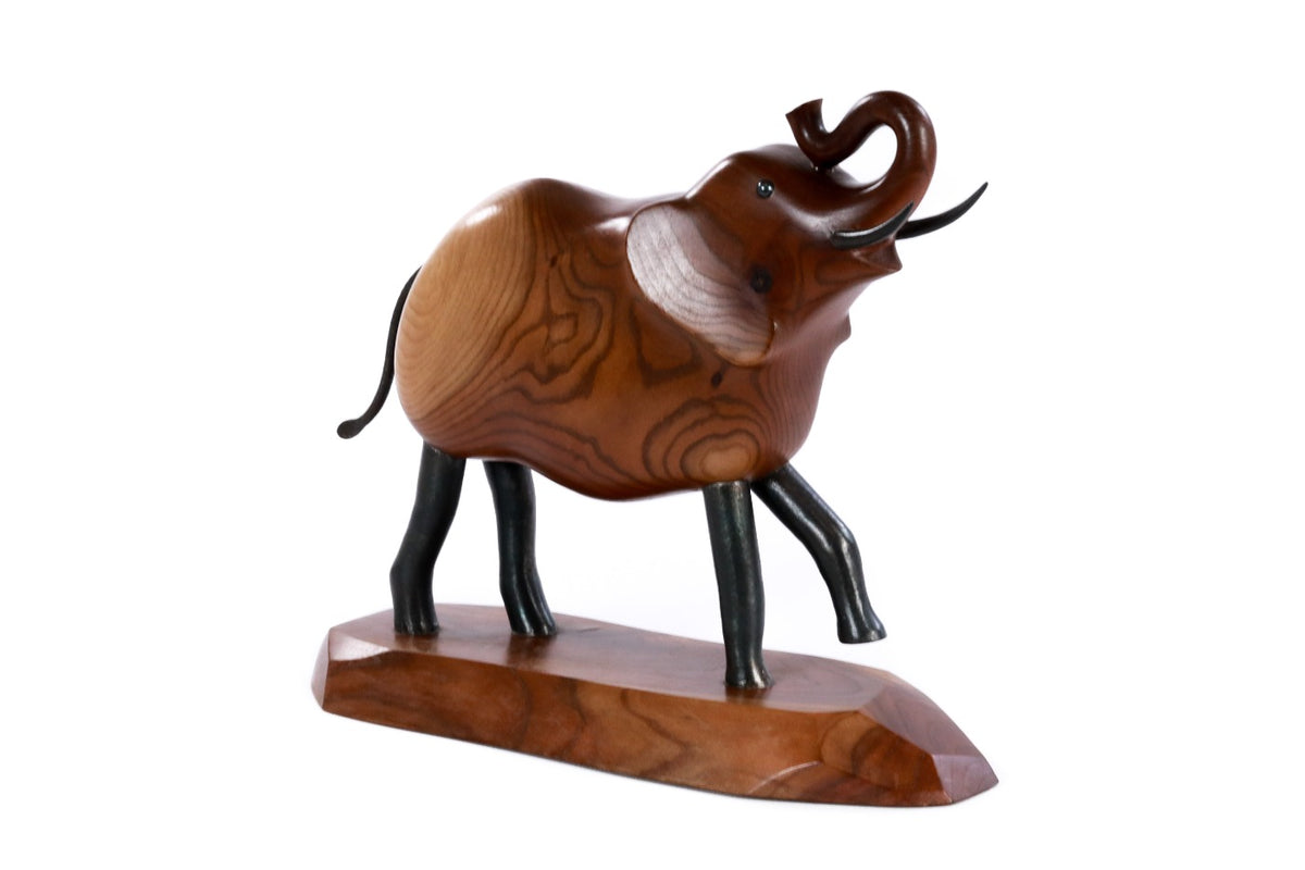 Hand-Carved Wooden Elephant Sculpture - photo 2