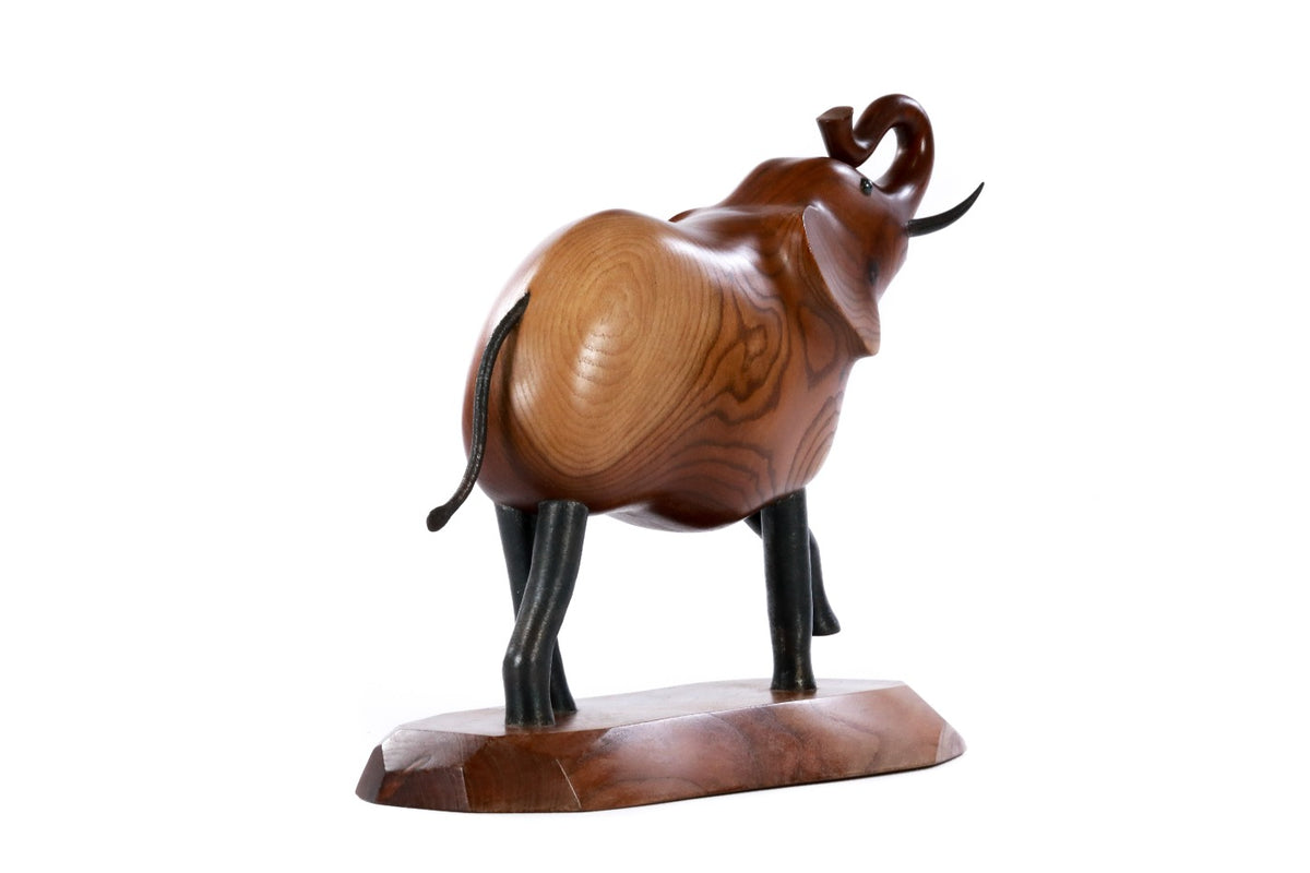 Hand-Carved Wooden Elephant Sculpture - photo 5