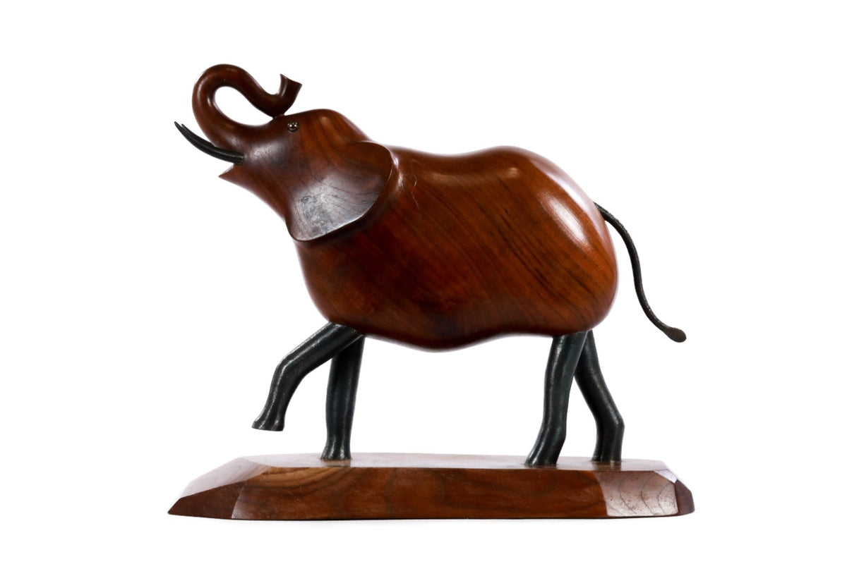 Hand-Carved Wooden Elephant Sculpture - photo 6