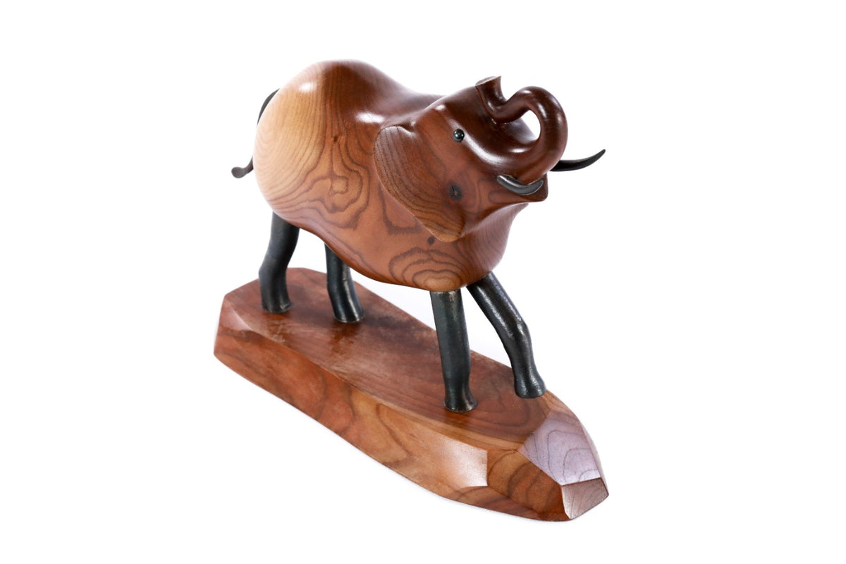 Hand-Carved Wooden Elephant Sculpture - photo 9