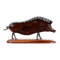 Hand-Carved Wooden Wild Boar Sculpture