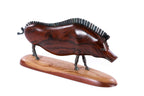 Hand-Carved Wooden Wild Boar Sculpture - photo 2