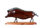 Hand-Carved Wooden Wild Boar Sculpture - photo 4
