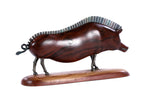 Hand-Carved Wooden Wild Boar Sculpture - photo 7
