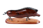 Hand-Carved Wooden Wild Boar Sculpture - photo 8