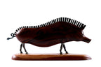 Hand-Carved Wooden Wild Boar Sculpture - photo 9