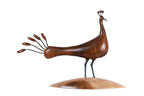 Hand-Carved Wooden Peacock Sculpture