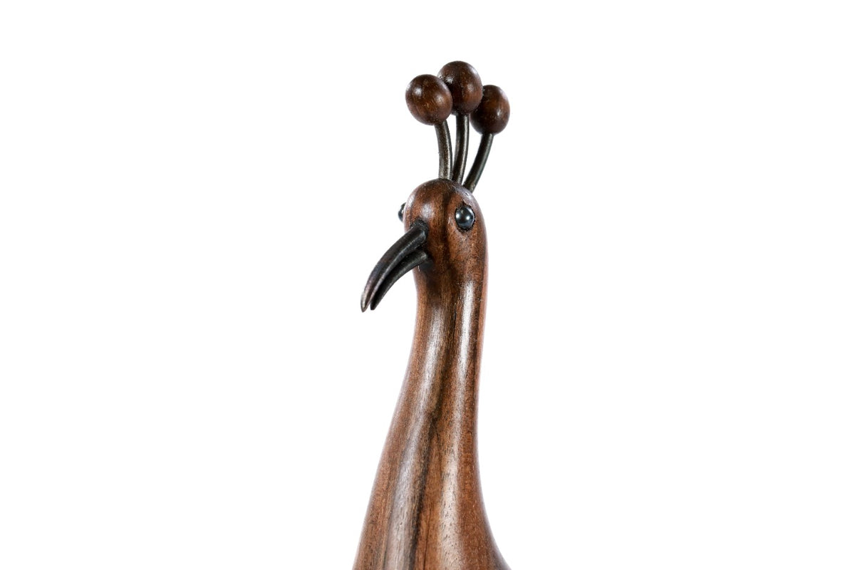 Hand-Carved Wooden Peacock Sculpture - photo 5