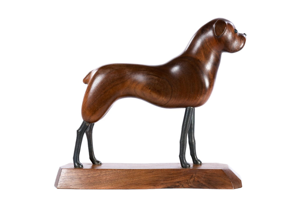 Hand-Carved Wooden Dog Sculpture