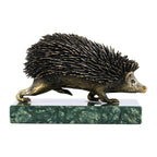 Handmade Bronze and Marble Hedgehog Sculpture
