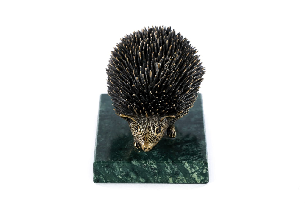 Handmade Bronze and Marble Hedgehog Sculpture - photo 5