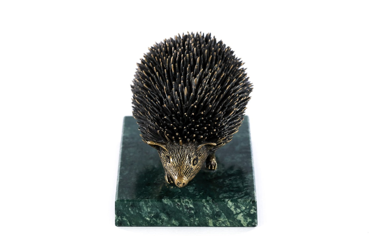 Handmade Bronze and Marble Hedgehog Sculpture - photo 5