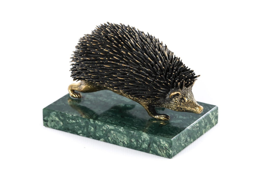 Handmade Bronze and Marble Hedgehog Sculpture - photo 6
