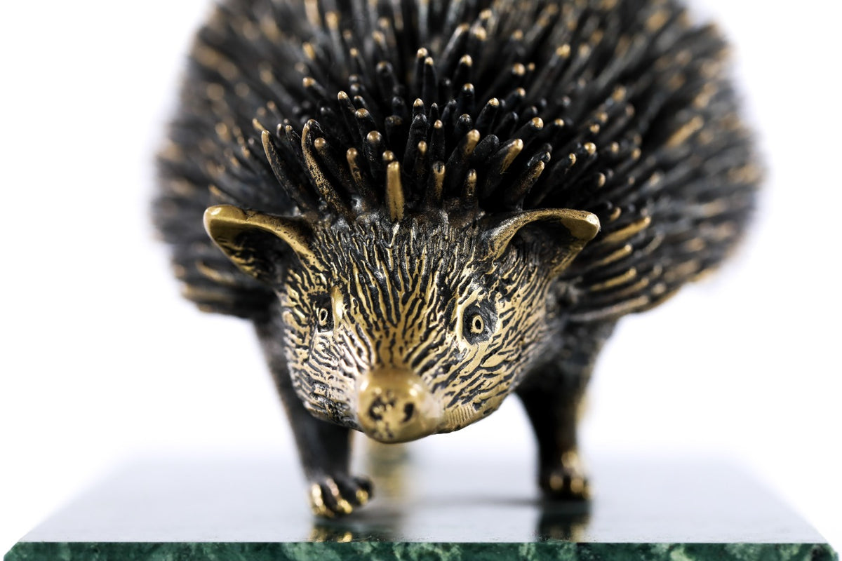 Handmade Bronze and Marble Hedgehog Sculpture - photo 7