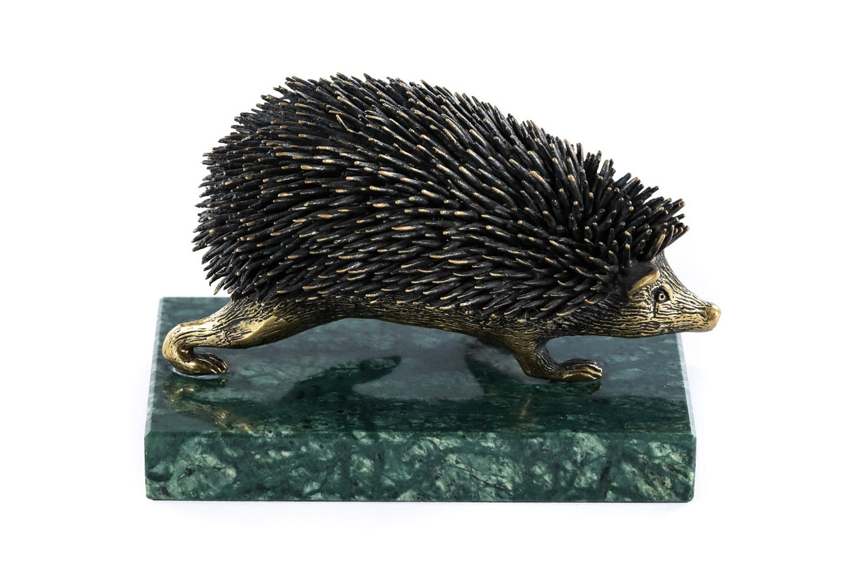 Handmade Bronze and Marble Hedgehog Sculpture - photo 8