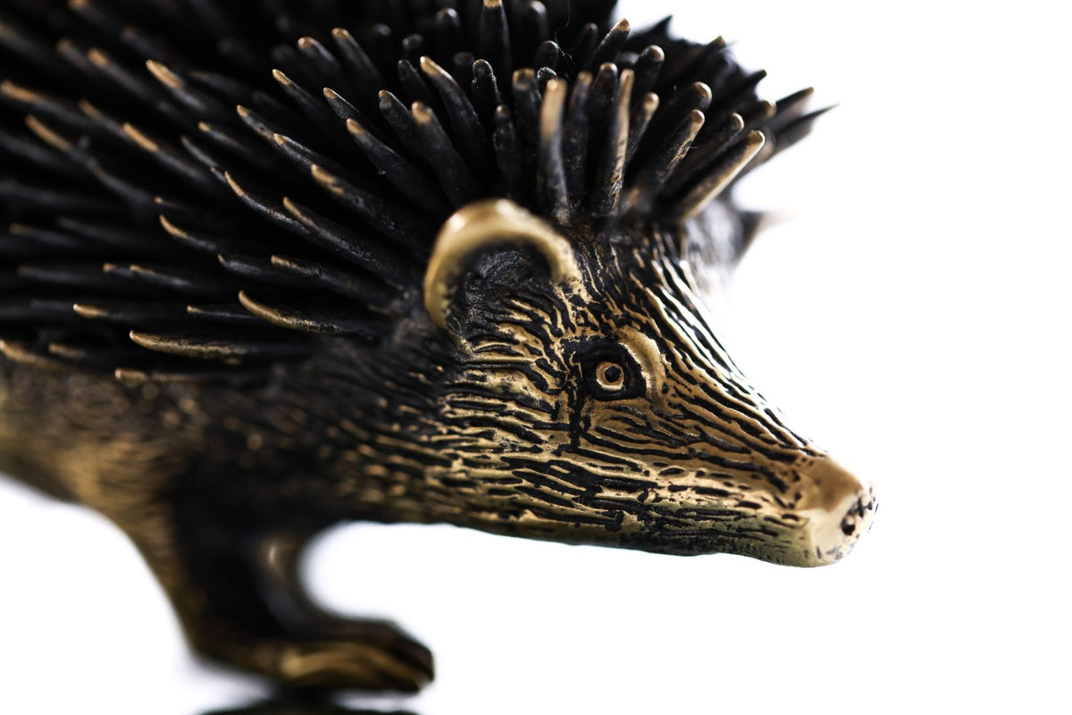 Handmade Bronze and Marble Hedgehog Sculpture - photo 3
