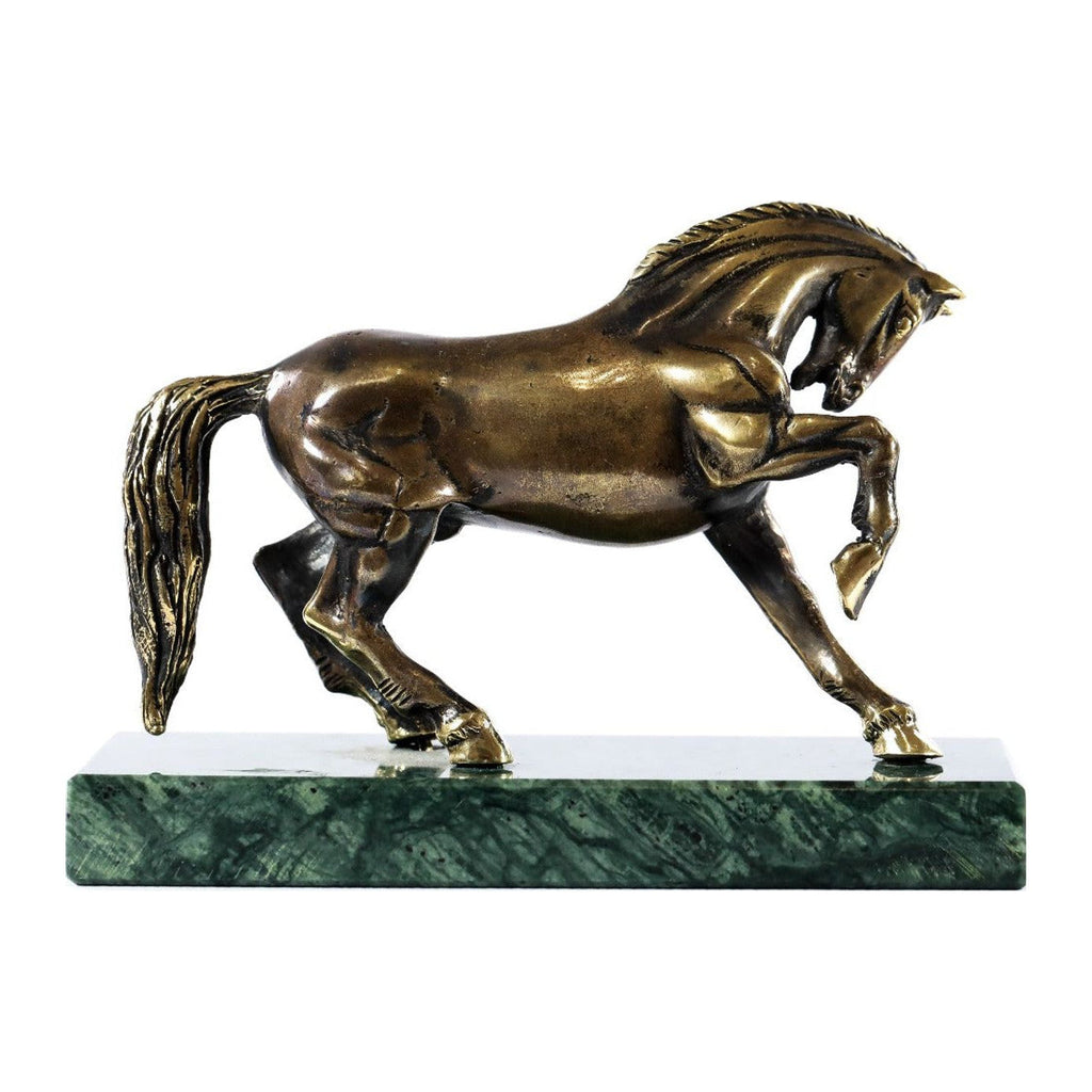 Handmade Bronze and Marble Horse Sculpture
