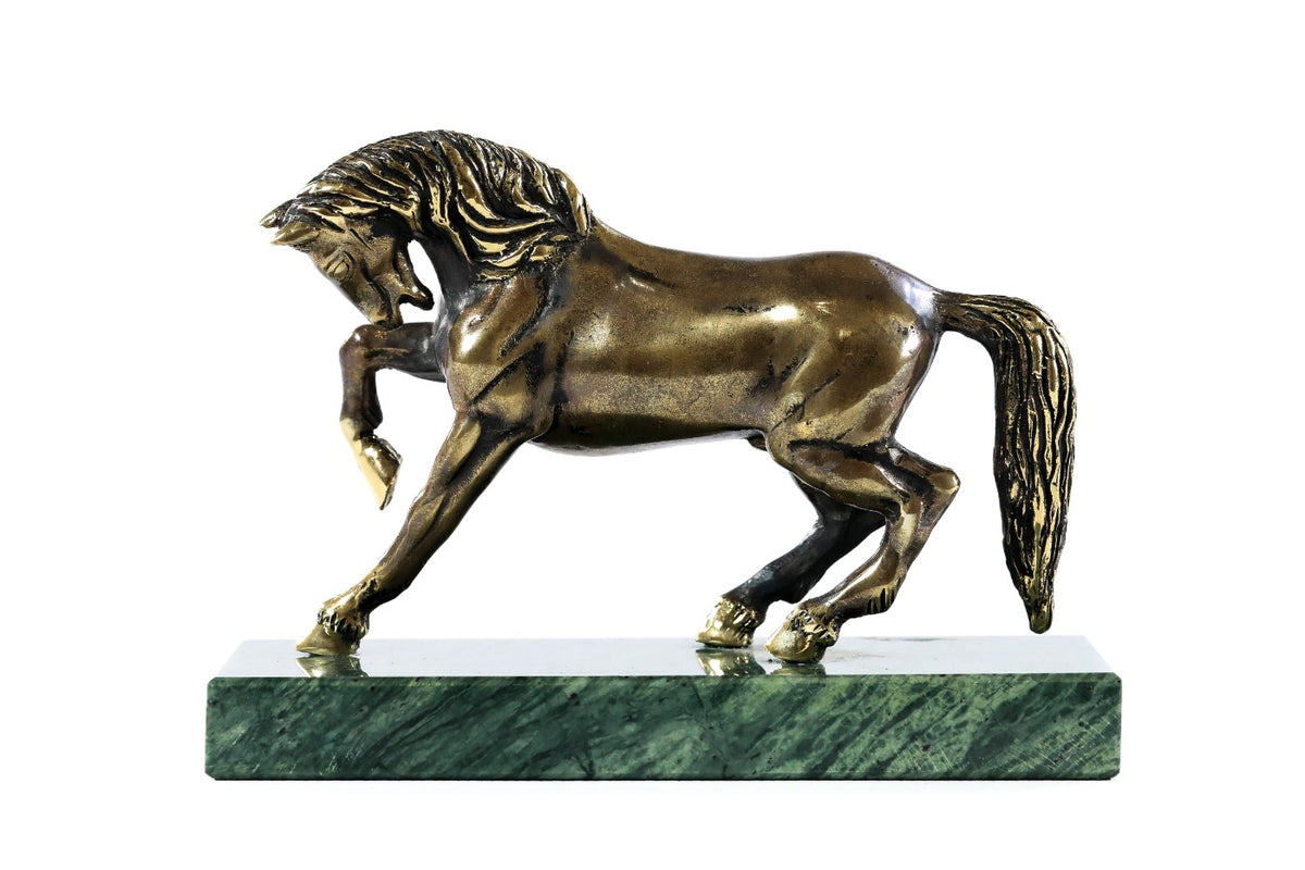 Handmade Bronze and Marble Horse Sculpture - photo 4