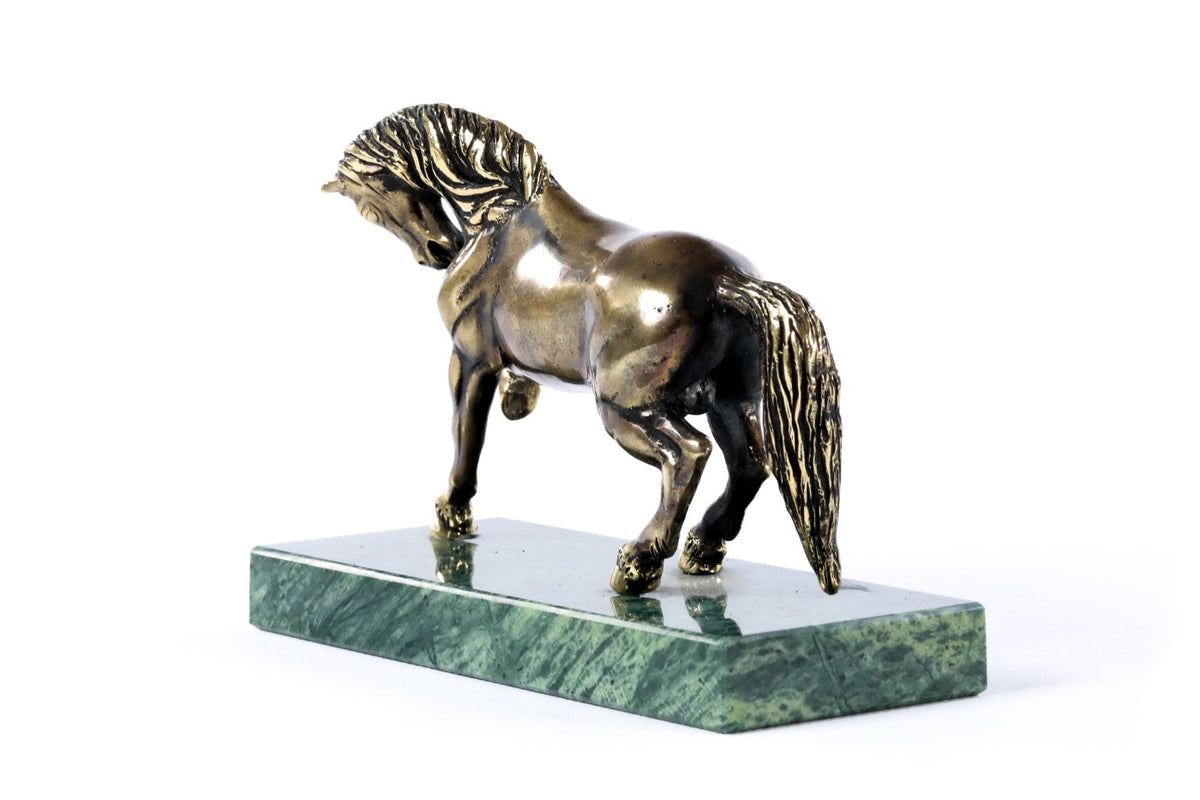 Handmade Bronze and Marble Horse Sculpture - photo 6