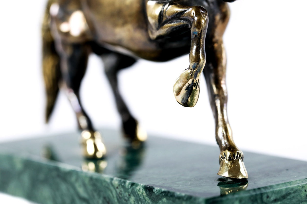 Handmade Bronze and Marble Horse Sculpture - photo 8