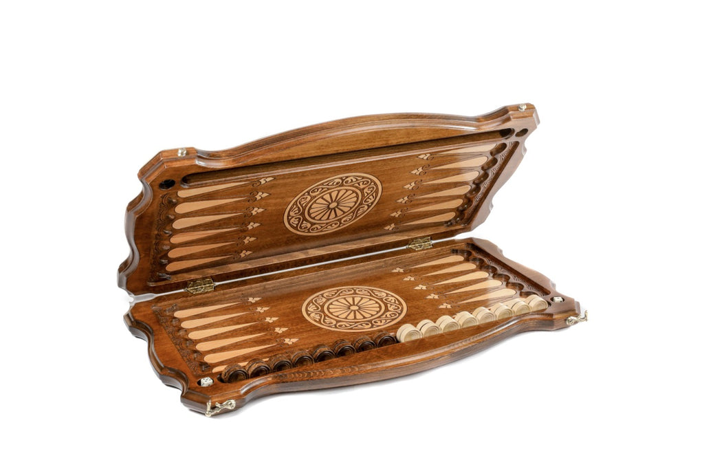 Handmade Wooden Backgammon Set with Kazakhstan Coat of Arms, 60 cm - photo 5