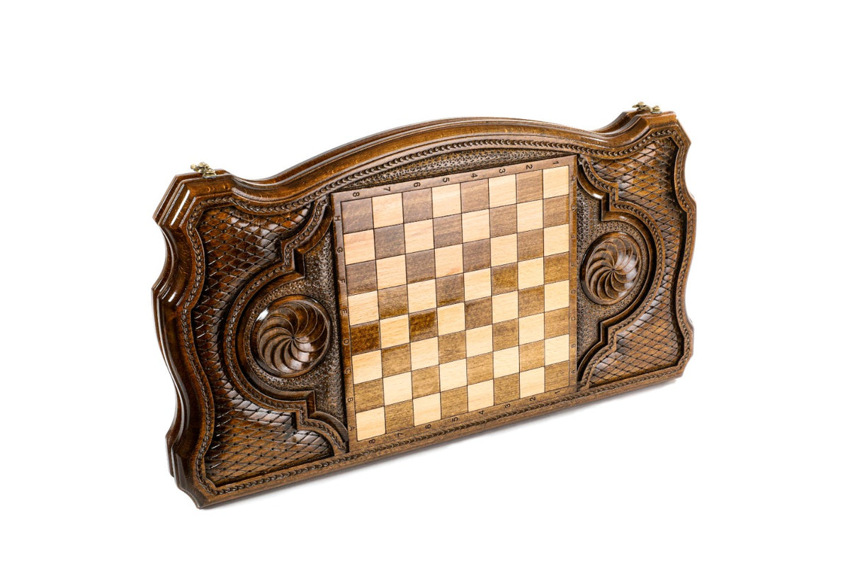 Handmade Wooden Backgammon Set with Kazakhstan Coat of Arms, 60 cm - photo 4