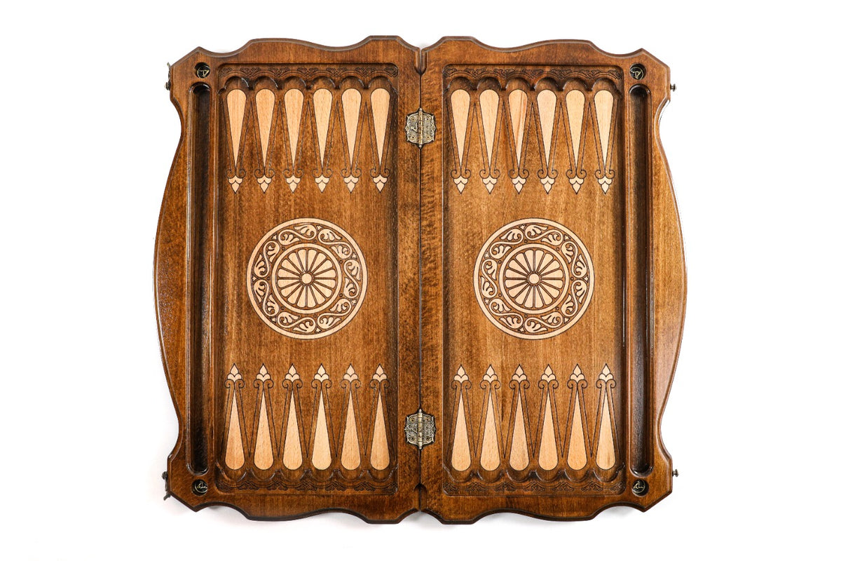 Handmade Wooden Backgammon Set with Kazakhstan Coat of Arms, 60 cm - photo 12