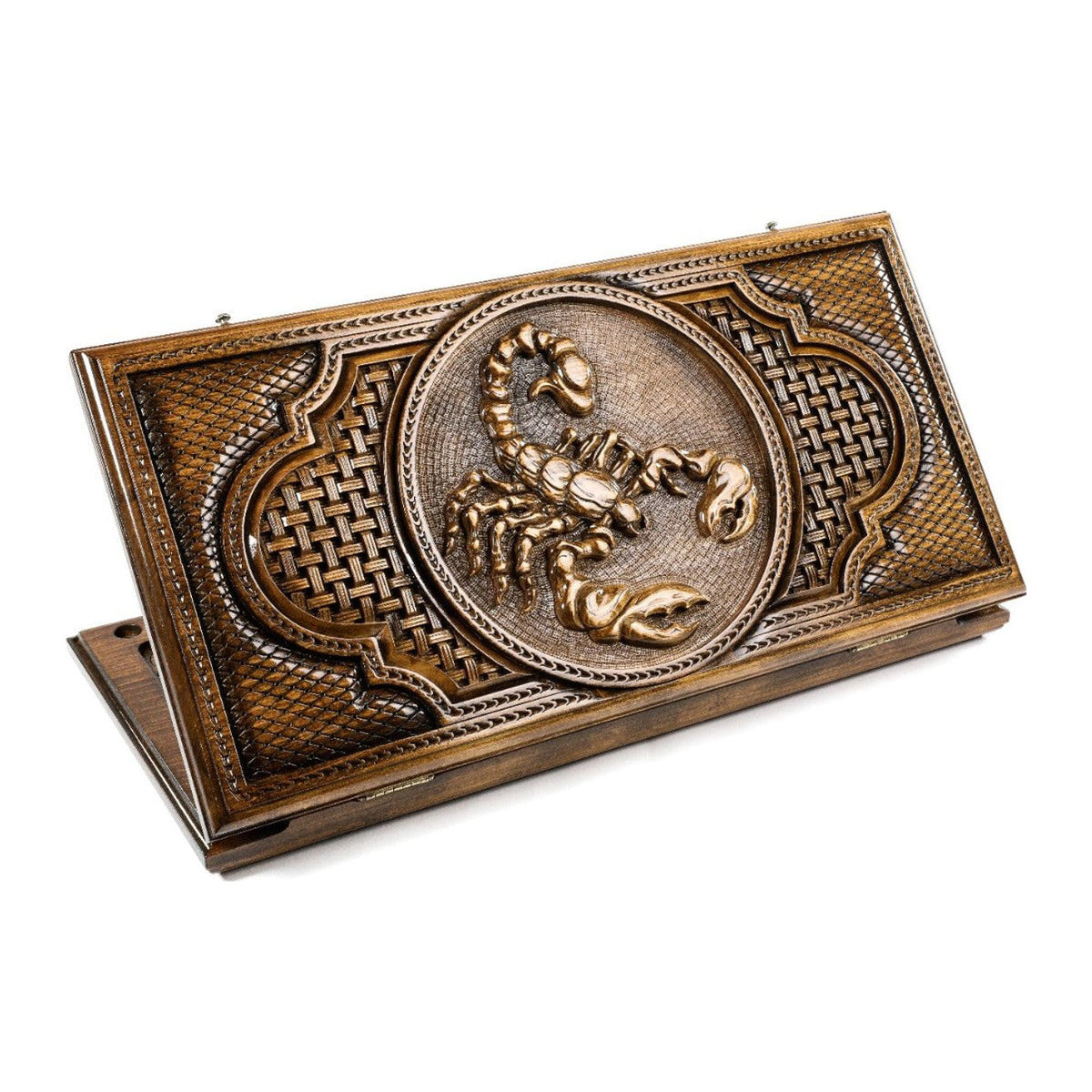 Handmade Wooden Backgammon Set with Scorpio Zodiac Sign, 60 cm