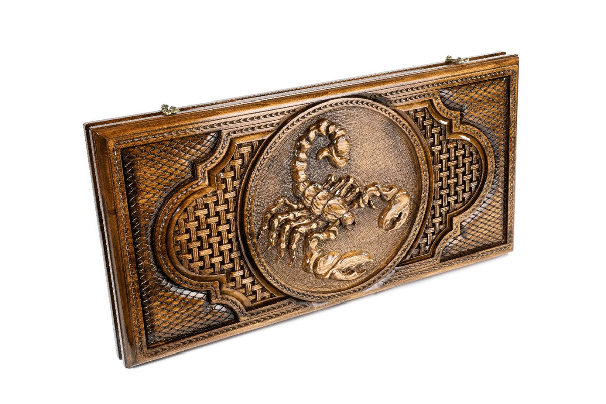 Handmade Wooden Backgammon Set with Scorpio Zodiac Sign, 60 cm - photo 6