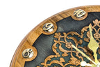Handmade Walnut Wall Clock with Uzbek Ornament and Armenian Ornament, 30 cm - photo 5