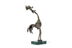 Handmade Bronze and Marble Cock Sculpture