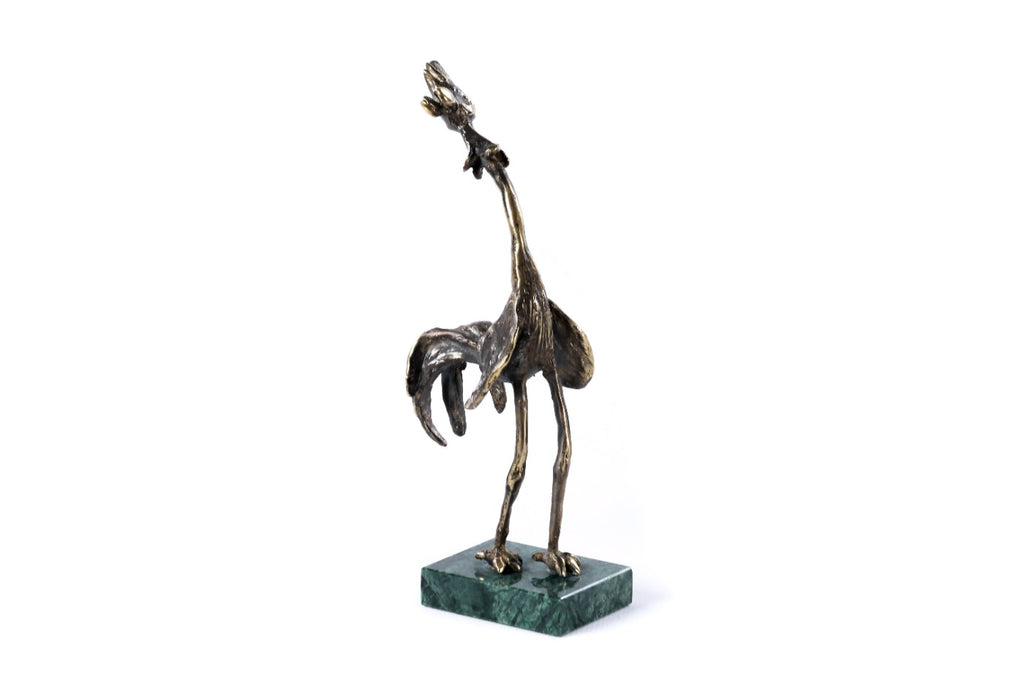 Handmade Bronze and Marble Cock Sculpture - photo 2