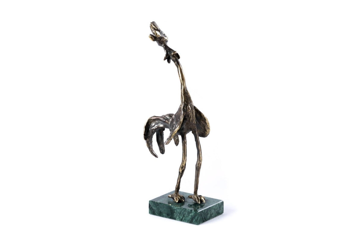 Handmade Bronze and Marble Cock Sculpture - photo 2