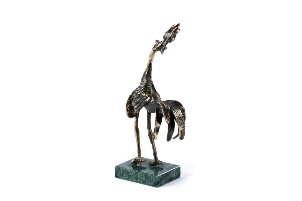 Handmade Bronze and Marble Cock Sculpture - photo 4