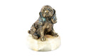 Handmade Bronze and Marble Puppy Spaniel Sculpture
