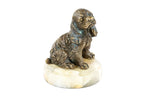 Handmade Bronze and Marble Puppy Spaniel Sculpture - photo 2
