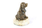 Handmade Bronze and Marble Puppy Spaniel Sculpture - photo 4