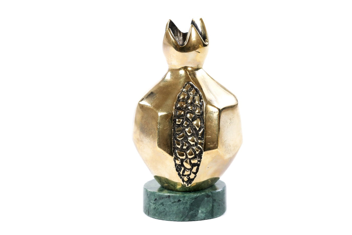 Handmade Bronze and Marble Pomegranate Sculpture (Model 10443shiny)