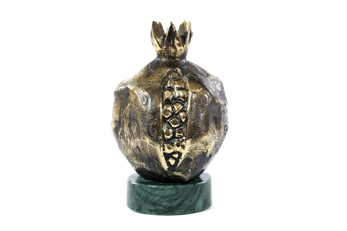 Handmade Bronze and Marble Pomegranate Sculpture (Model 10443)