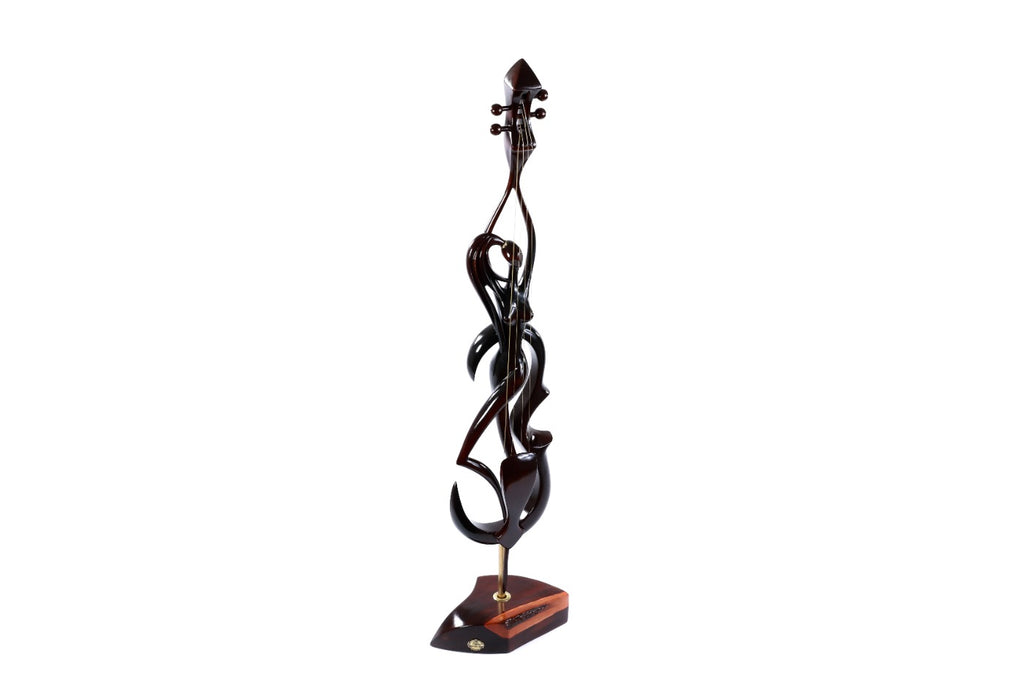 Hand-Carved Wooden Violin-girl Sculpture - photo 2