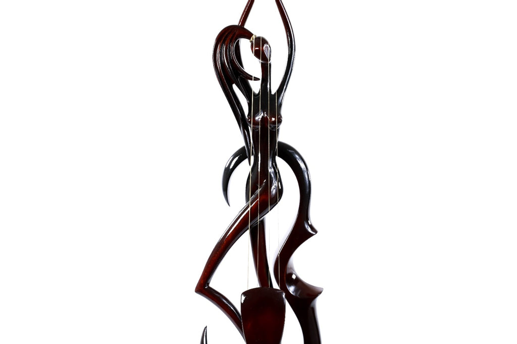 Hand-Carved Wooden Violin-girl Sculpture - photo 3
