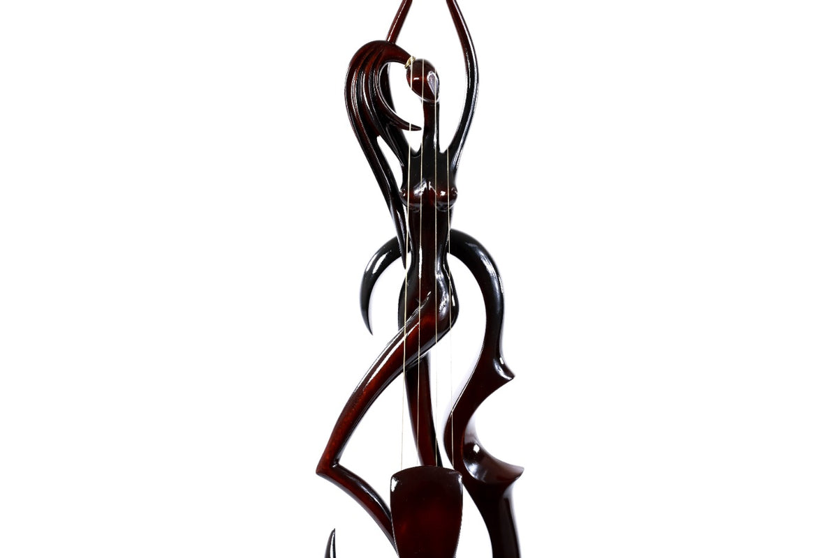 Hand-Carved Wooden Violin-girl Sculpture - photo 3