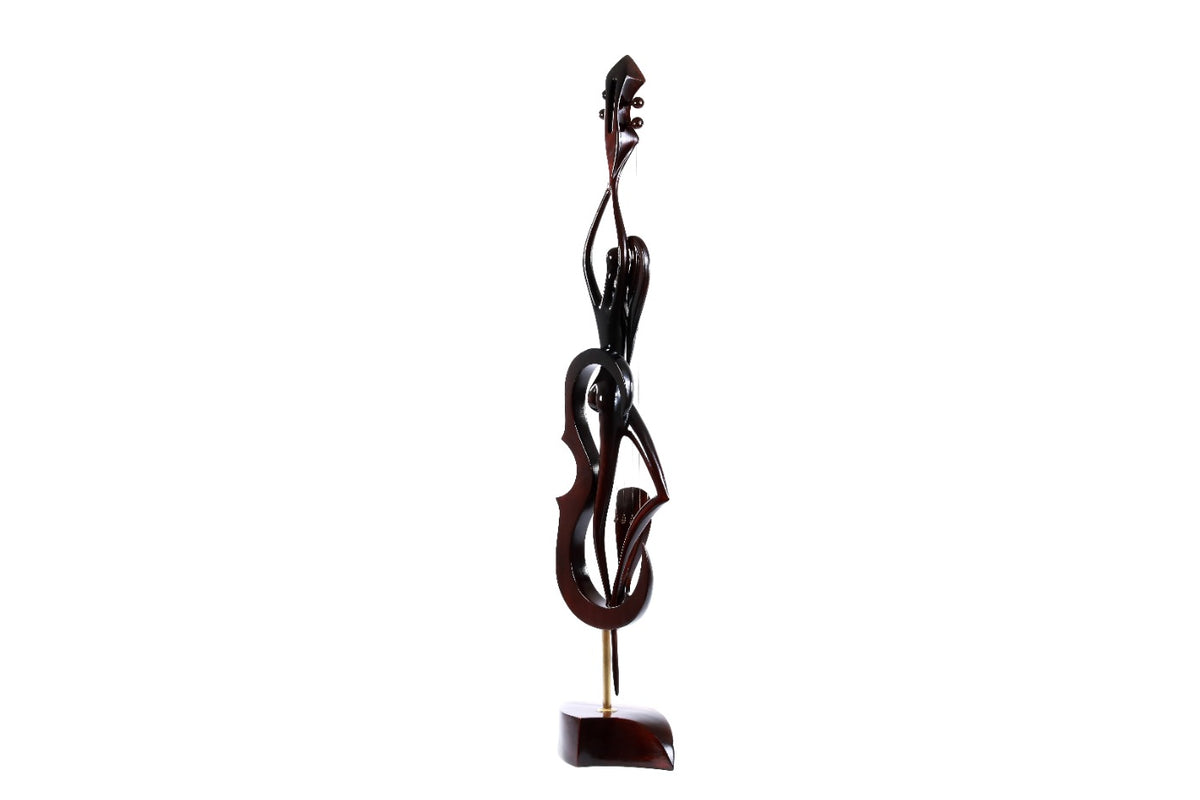 Hand-Carved Wooden Violin-girl Sculpture - photo 7