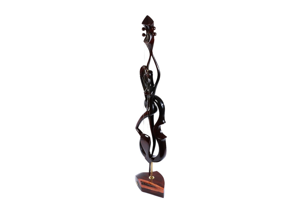 Hand-Carved Wooden Violin-girl Sculpture - photo 9